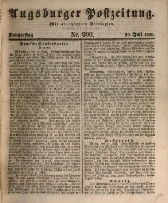 Augsburger Postzeitung Donnerstag 19. Juli 1838