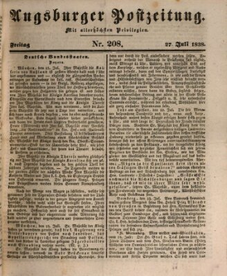 Augsburger Postzeitung Freitag 27. Juli 1838