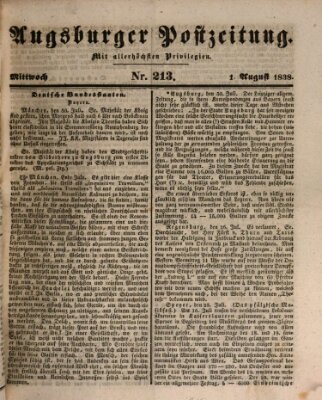 Augsburger Postzeitung Mittwoch 1. August 1838