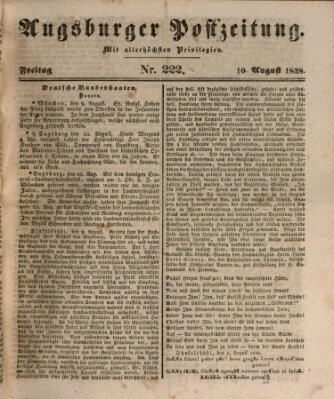 Augsburger Postzeitung Freitag 10. August 1838