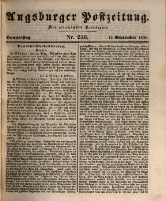 Augsburger Postzeitung Donnerstag 13. September 1838