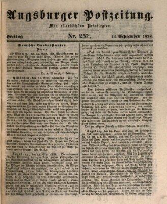 Augsburger Postzeitung Freitag 14. September 1838