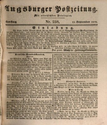 Augsburger Postzeitung Samstag 15. September 1838