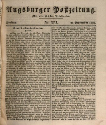 Augsburger Postzeitung Freitag 28. September 1838