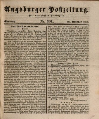 Augsburger Postzeitung Sonntag 28. Oktober 1838
