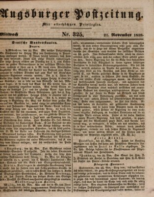 Augsburger Postzeitung Mittwoch 21. November 1838
