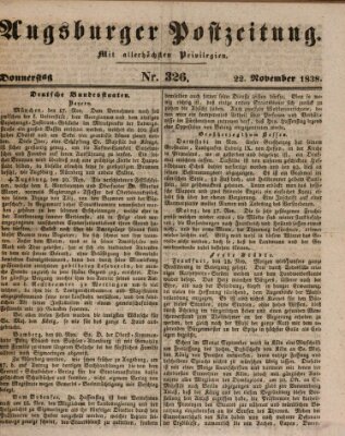 Augsburger Postzeitung Donnerstag 22. November 1838