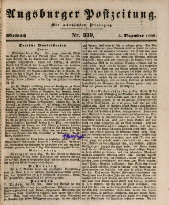Augsburger Postzeitung Mittwoch 5. Dezember 1838