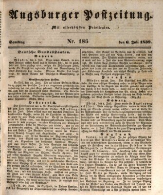 Augsburger Postzeitung Samstag 6. Juli 1839