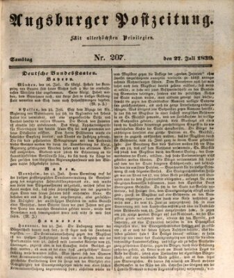 Augsburger Postzeitung Samstag 27. Juli 1839