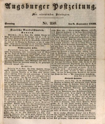 Augsburger Postzeitung Sonntag 8. September 1839