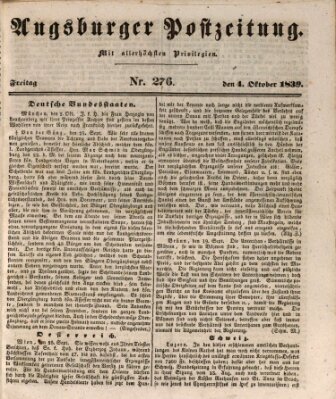 Augsburger Postzeitung Freitag 4. Oktober 1839
