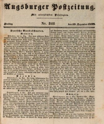 Augsburger Postzeitung Freitag 13. Dezember 1839