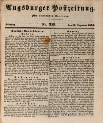 Augsburger Postzeitung Dienstag 17. Dezember 1839