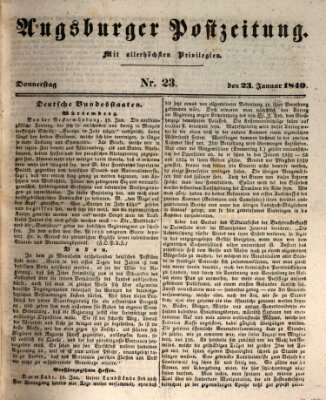 Augsburger Postzeitung Donnerstag 23. Januar 1840