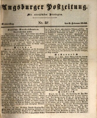 Augsburger Postzeitung Donnerstag 6. Februar 1840