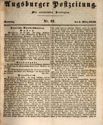 Augsburger Postzeitung Sonntag 1. März 1840