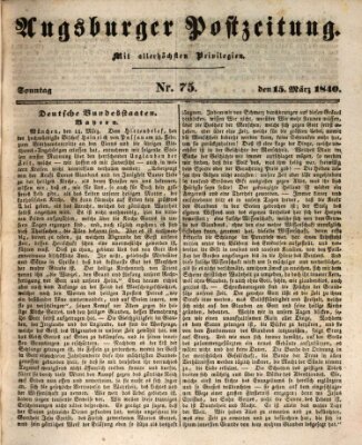 Augsburger Postzeitung Sonntag 15. März 1840