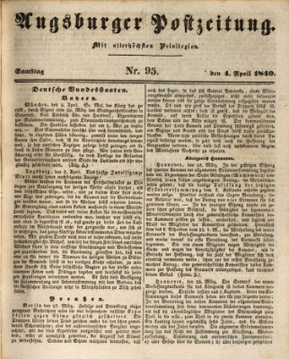Augsburger Postzeitung Samstag 4. April 1840