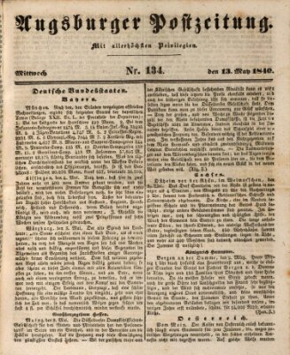 Augsburger Postzeitung Mittwoch 13. Mai 1840