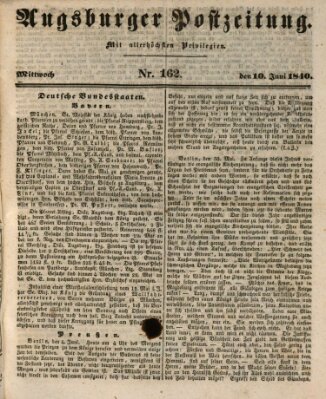 Augsburger Postzeitung Mittwoch 10. Juni 1840