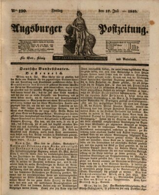 Augsburger Postzeitung Freitag 17. Juli 1840