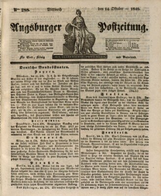 Augsburger Postzeitung Mittwoch 14. Oktober 1840