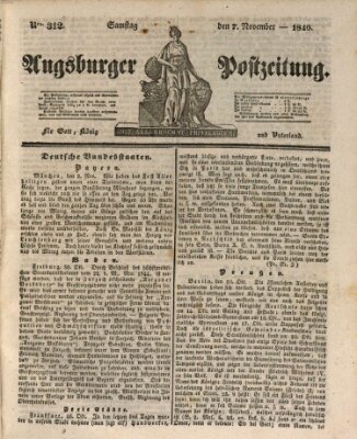 Augsburger Postzeitung Samstag 7. November 1840