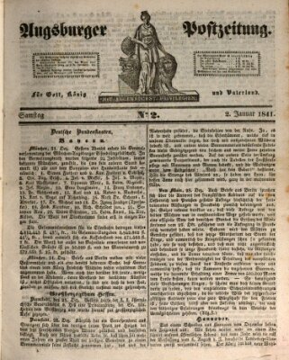 Augsburger Postzeitung Samstag 2. Januar 1841