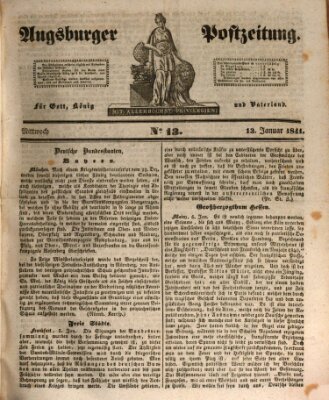 Augsburger Postzeitung Mittwoch 13. Januar 1841