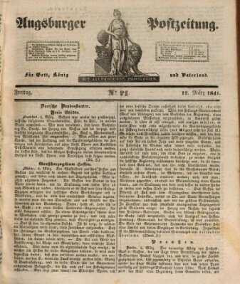 Augsburger Postzeitung Freitag 12. März 1841