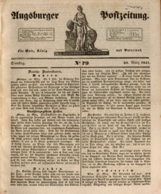 Augsburger Postzeitung Samstag 20. März 1841