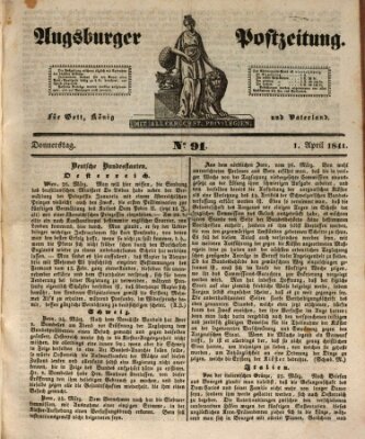 Augsburger Postzeitung Donnerstag 1. April 1841