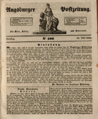Augsburger Postzeitung Dienstag 15. Juni 1841