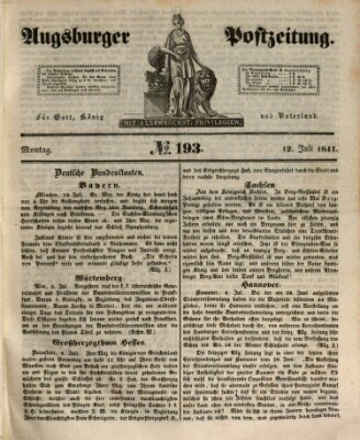 Augsburger Postzeitung Montag 12. Juli 1841