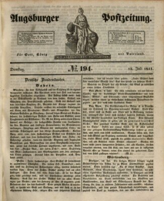 Augsburger Postzeitung Dienstag 13. Juli 1841