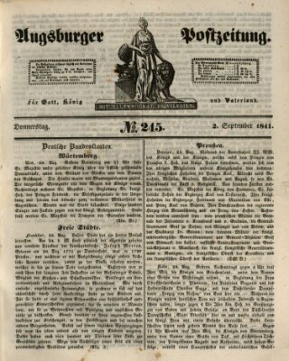 Augsburger Postzeitung Donnerstag 2. September 1841