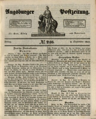 Augsburger Postzeitung Freitag 3. September 1841