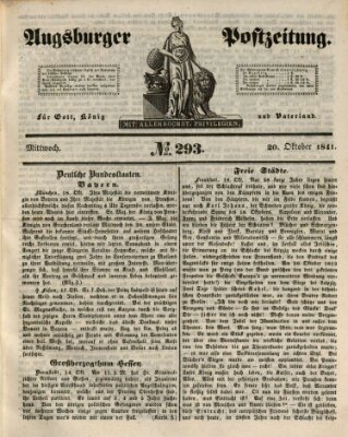 Augsburger Postzeitung Mittwoch 20. Oktober 1841