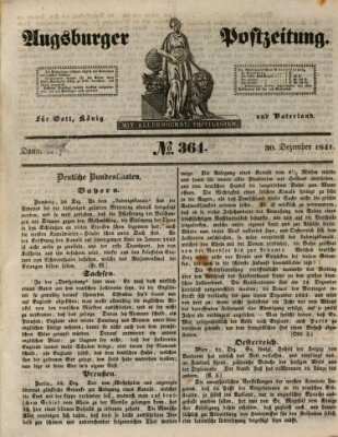 Augsburger Postzeitung Donnerstag 30. Dezember 1841