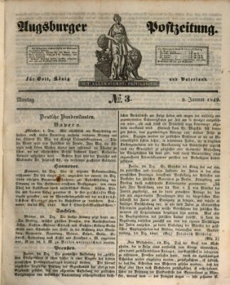 Augsburger Postzeitung Montag 3. Januar 1842