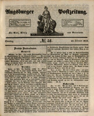 Augsburger Postzeitung Sonntag 20. Februar 1842
