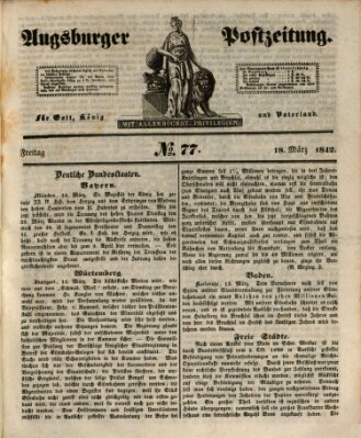 Augsburger Postzeitung Freitag 18. März 1842