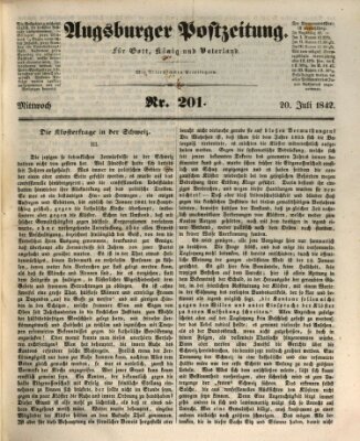 Augsburger Postzeitung Mittwoch 20. Juli 1842