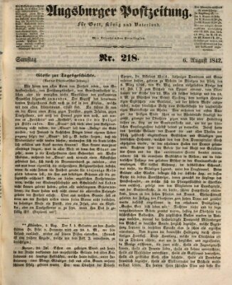 Augsburger Postzeitung Samstag 6. August 1842