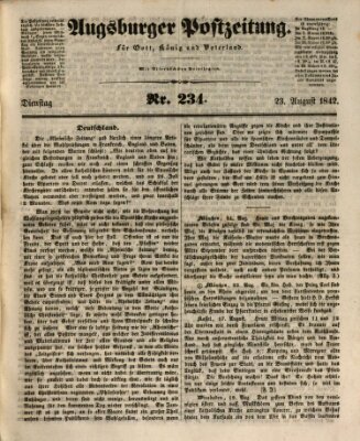 Augsburger Postzeitung Dienstag 23. August 1842