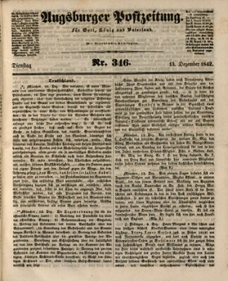 Augsburger Postzeitung Dienstag 13. Dezember 1842