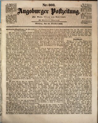 Augsburger Postzeitung Montag 30. Oktober 1843
