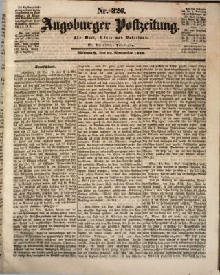 Augsburger Postzeitung Mittwoch 22. November 1843