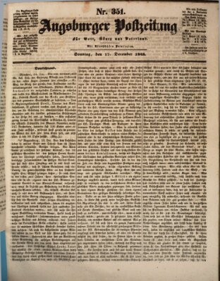 Augsburger Postzeitung Sonntag 17. Dezember 1843